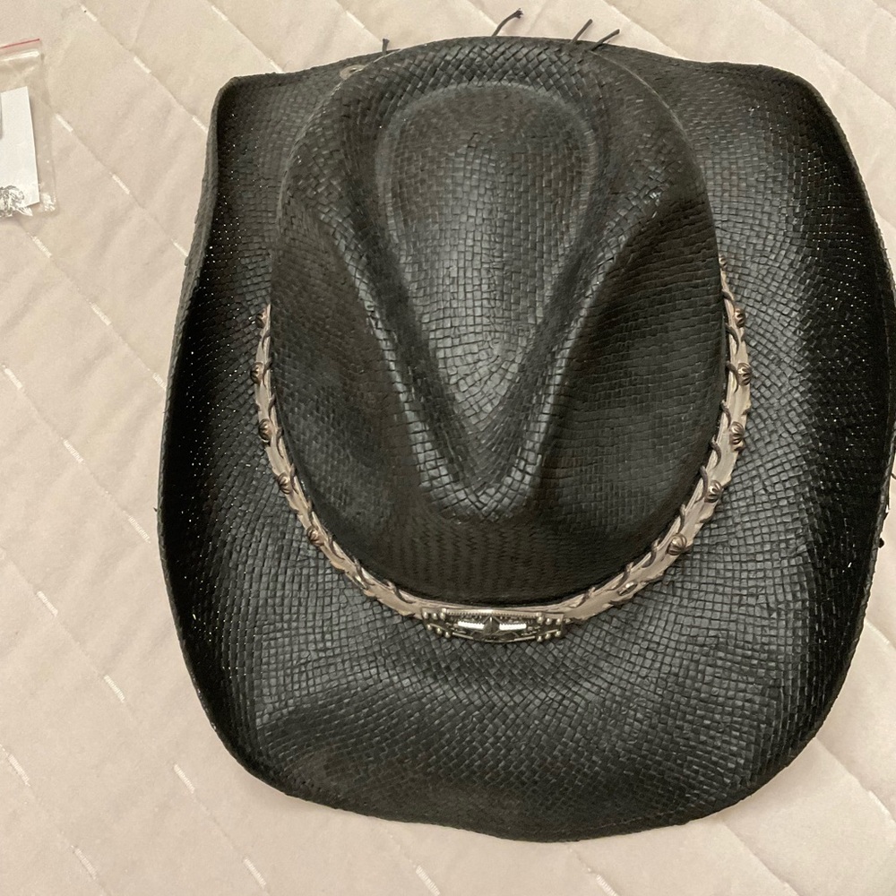 Peter Grimm Black Cowboy Hat with Silver Star Band - Picture 2 of 3